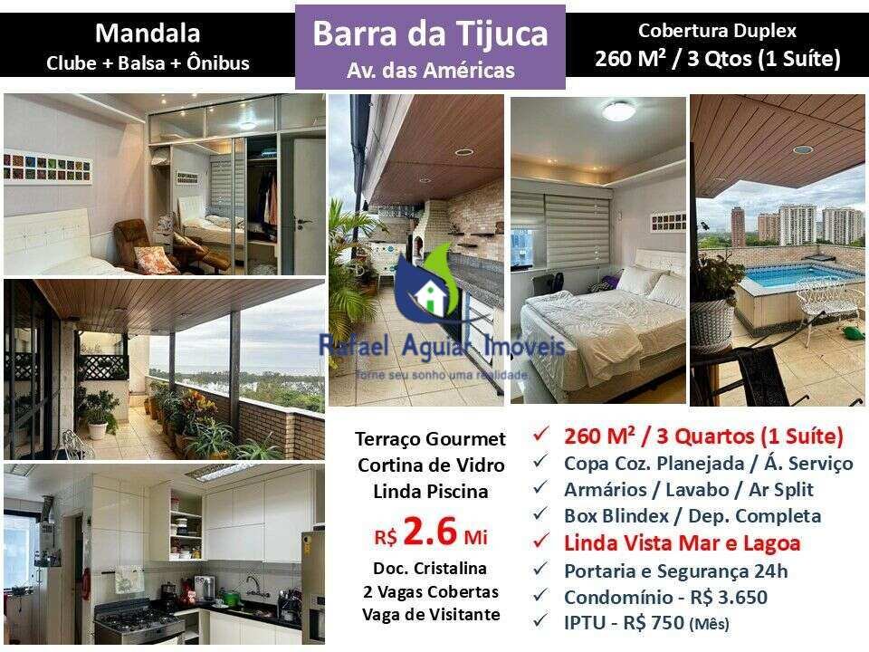 Cobertura à venda em Rio de Janeiro, Barra da Tijuca, com 3 quartos, 360m² - Rafael Aguiar Imóveis