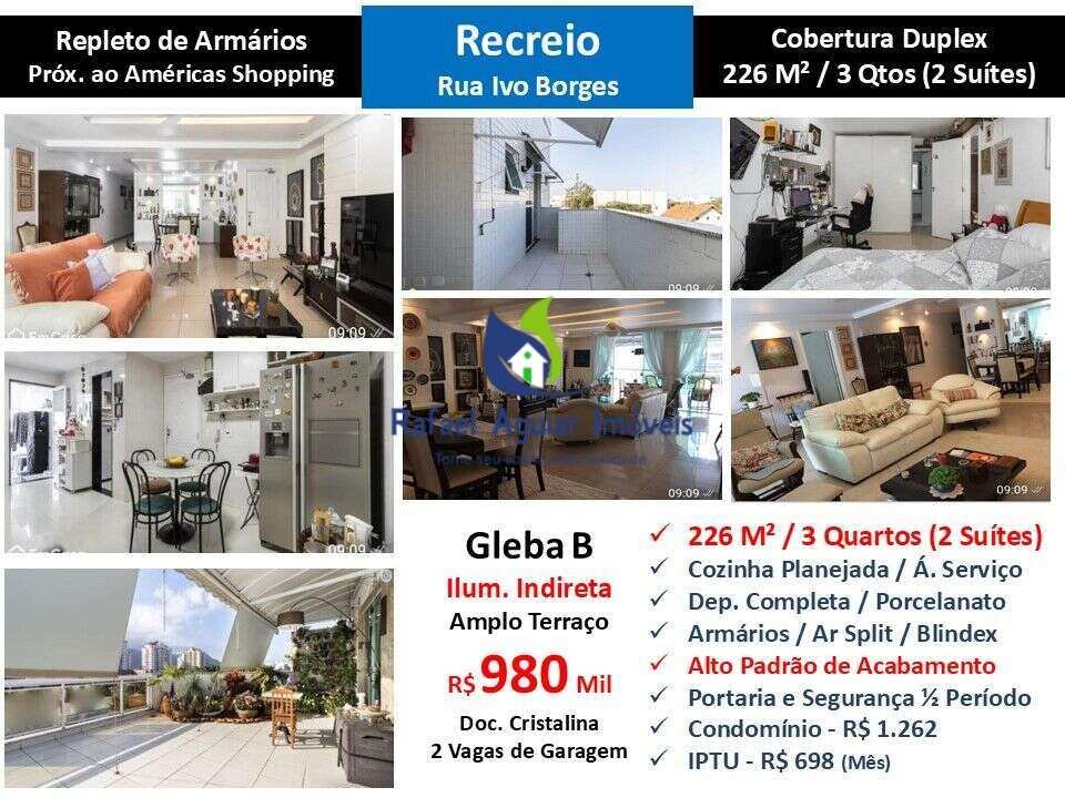 Cobertura à venda, com 3 quartos, 226m² - Rafael Aguiar Imóveis