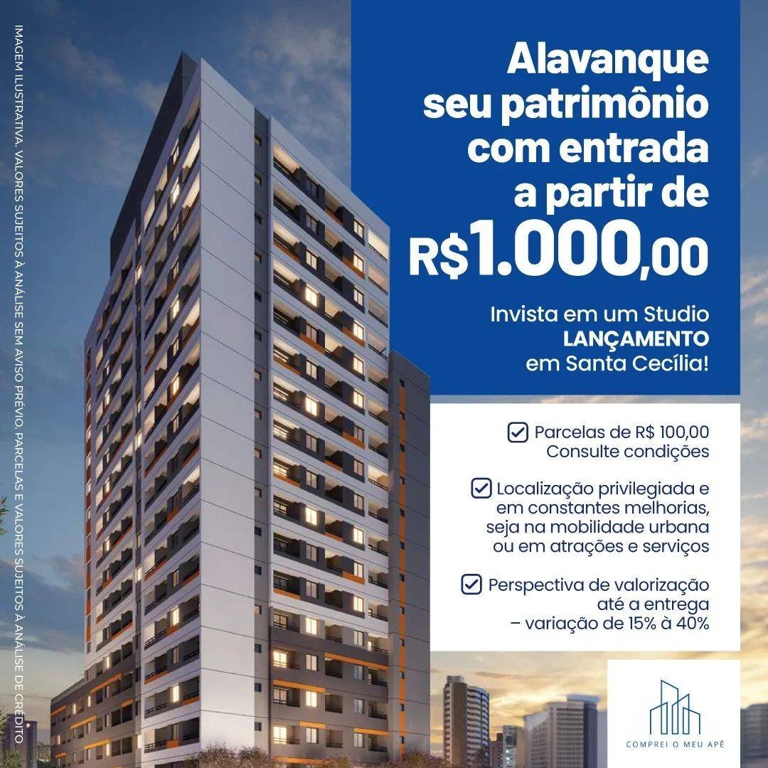 Studio à venda com 1 quarto, 18,35m² - Santa Cecília,São Paulo