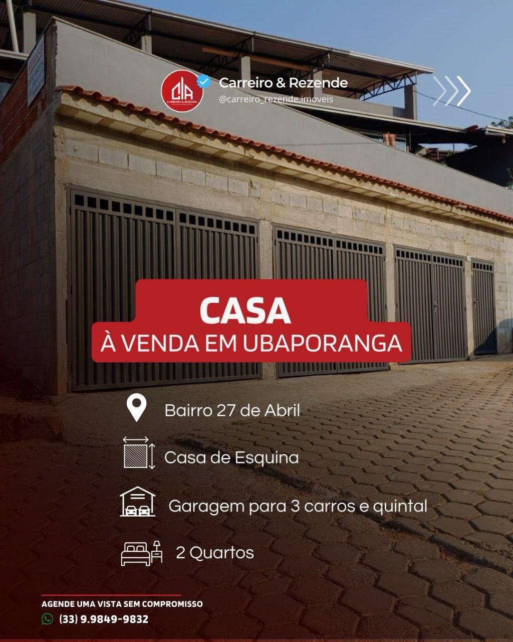 Casa à venda em Ubaporanga, 27 de Abril, com 2 quartos
