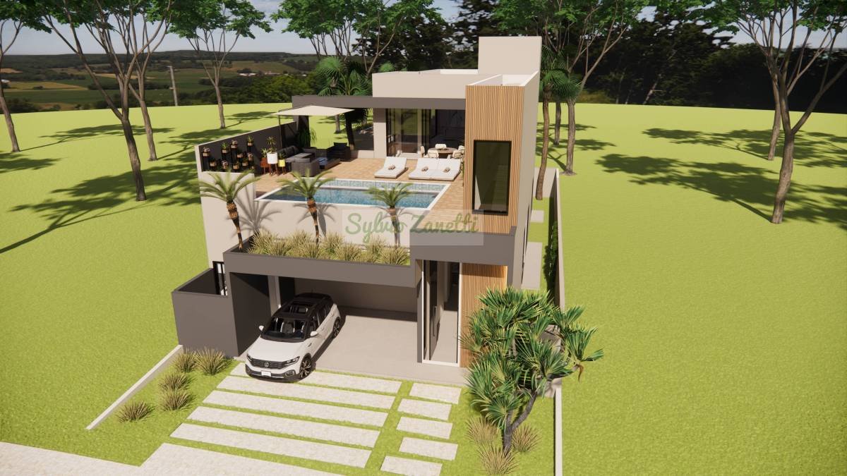 Linda residência sobrado de alto padrão com piscina no Condomínio Santorini com previsão de entrega em dezembro de 2025 - Sylvio Zanetti Corretor de Imóveis