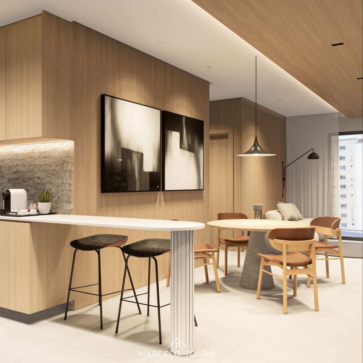 Sala e cozinha integradas - Apartamento à venda, Centro, com 2 quartos, 83m²