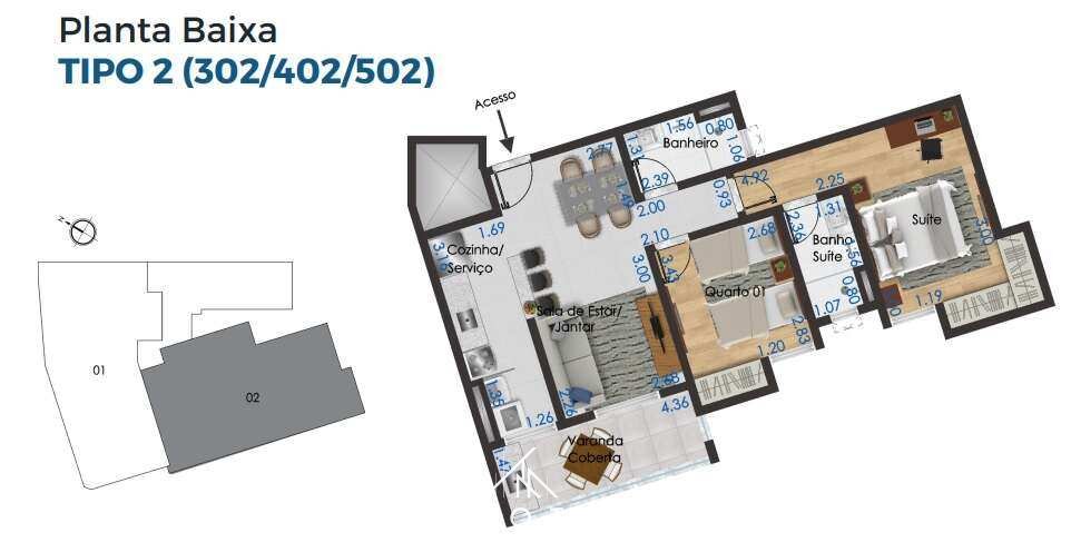  - Apartamento à venda, no Skyline Aeroporto,  em Juiz de Fora, Aeroporto, com 2 quartos, 67m²