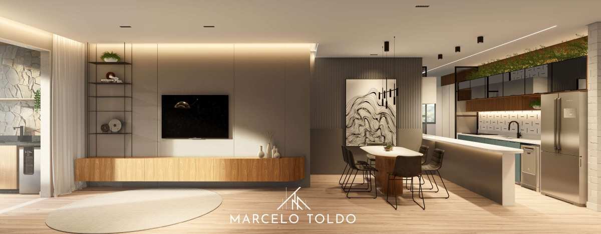 Sala e cozinha integradas - Apartamento à venda em Três Rios, Centro, com 3 quartos, 110m²
