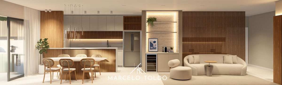 Sala e cozinha integradas - Apartamento à venda em Três Rios, Centro, com 3 quartos, 140m²