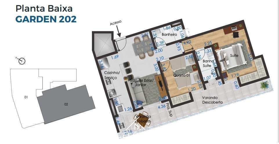  - Apartamento Garden à venda, no Skyline Aeroporto,  em Juiz de Fora, Aeroporto, com 2 quartos, 80m²