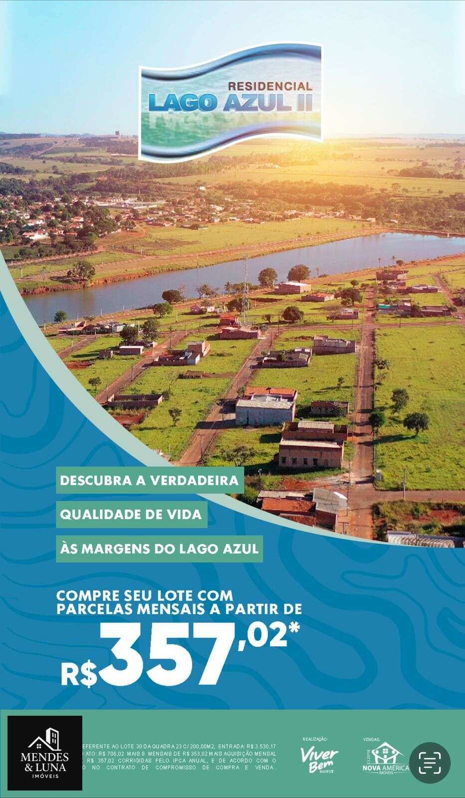 Lote à venda em Goianira, Residencial Lago Azu, 200m² - Mendes Luna Imóveis Ltda