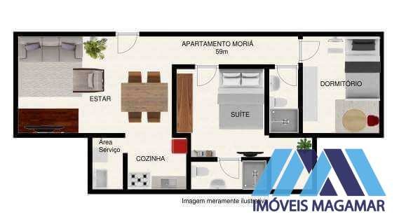 Apartamento à venda, no Edifício Moriá em Diadema, Centro, com 2 quartos, 59m² - Imóveis Magamar