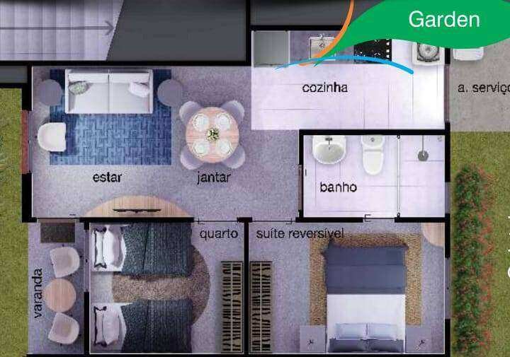 Apartamento à venda com 2 quartos - ,