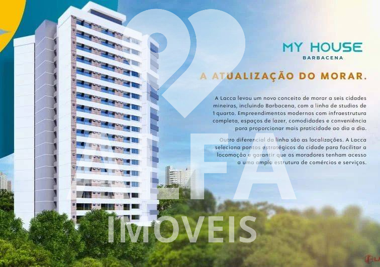 Studio à venda, no Edifício My House Barbacena, em Barbacena, Centro, com 1 quarto, 20,57m²